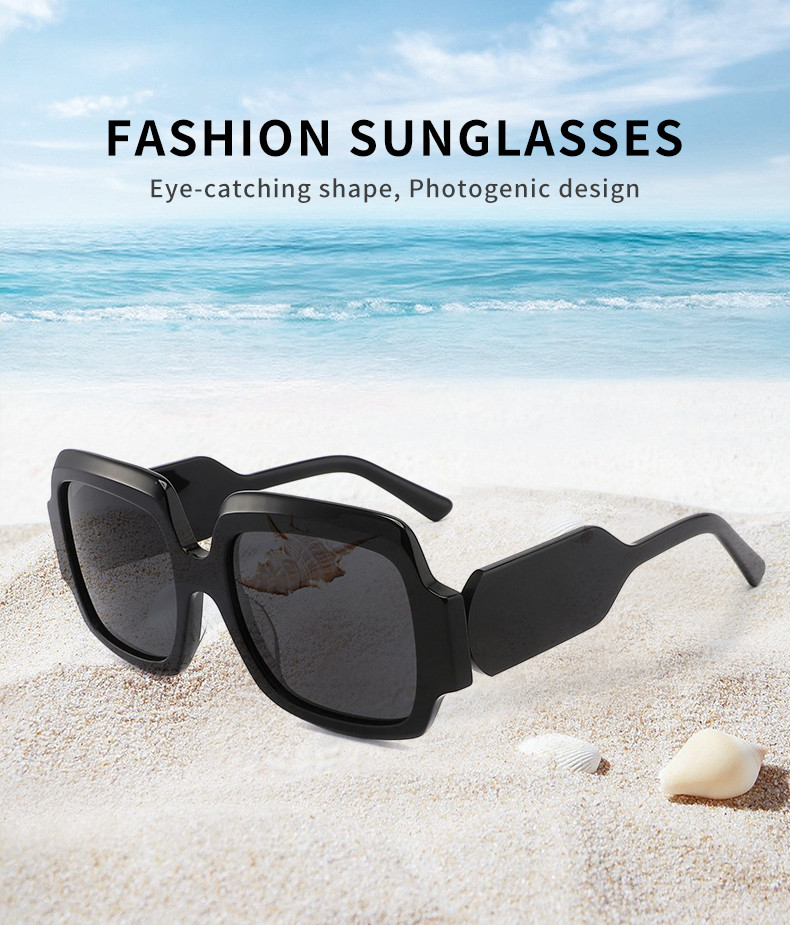 Thick Square Acetate Sunglasses , Retro Oversize Square Frame Acetate Sunglasses