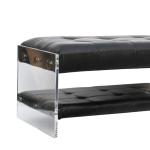 Antique Ottoman Footstool L101cm Black Leather Bench With Acrylic Legs
