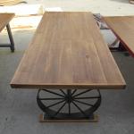 Metal Carriage Wheel solid pine wood dining table Restaurant Home