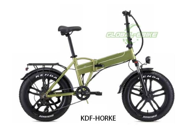 Green Compact Electric Folding Bike With 36V 10.4Ah Battery 25Mph Shimano 7