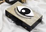 Big Eye Pattern Box Clutch Bag , Beige Color Ladies Clutch Bags
