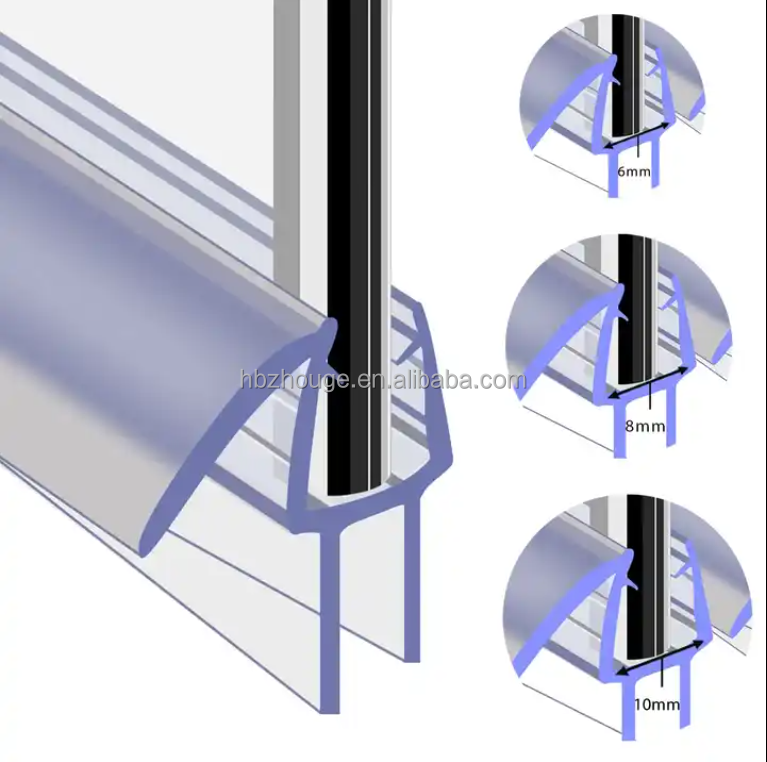 Shower Room/Cabins Sliding Glass Door Fittings Black White Gold Clear Plastic Sealing