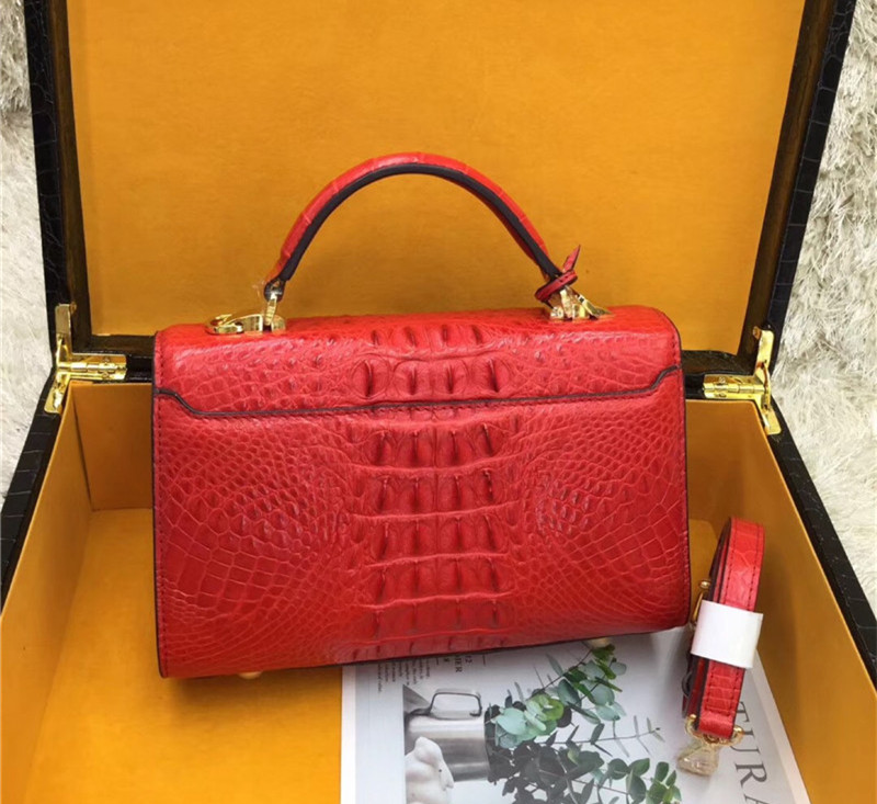 Genuine Alligator Skin Key Lock Closure Lady Small Handbag Authentic Crocodile Leather Women Flap Purse Shoulder Bag