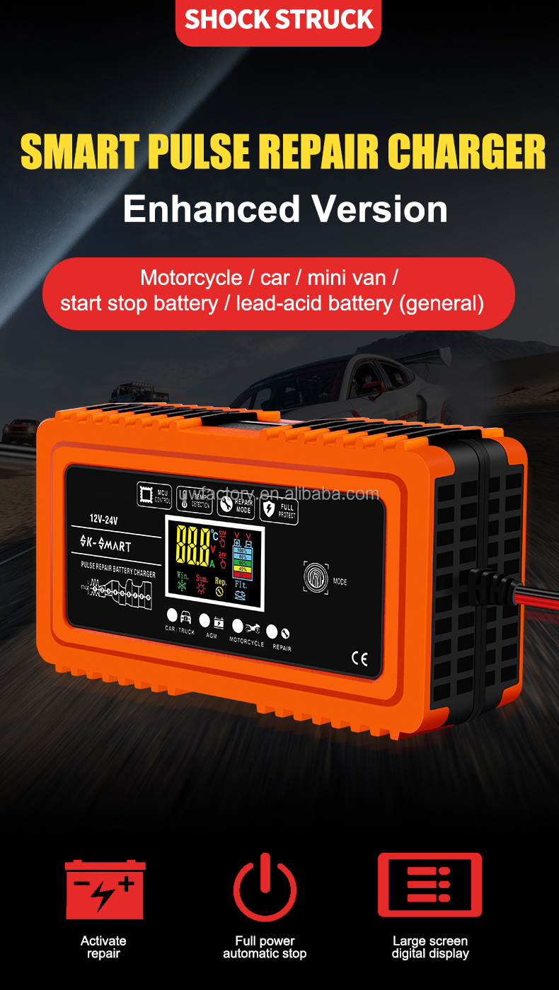 90% Charging Efficiency 12V 24V 20A 10A Battery Charger/Maintainer for Car Motorcycle Professional Car Charger