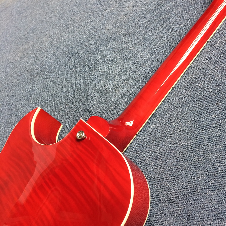 New style high quality hollow body jazz electric guitar, Tremolo system ,Cherry burst color
