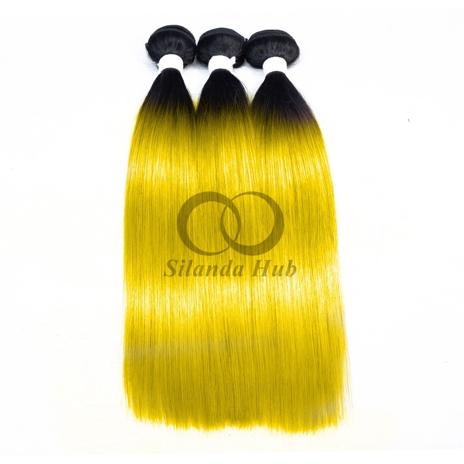 #T1B/Yellow Straight Remy Human Hair Bundles Sew In Weave Bundles Brazilian Bundle Deals