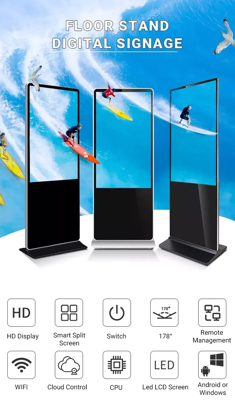 Indoor Floor Standing Digital Display Android Exhibition Outdoor Waterproof