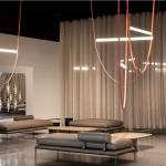 Postmodern Leather Belt Chandelier Living Room Villa Building Coffee long