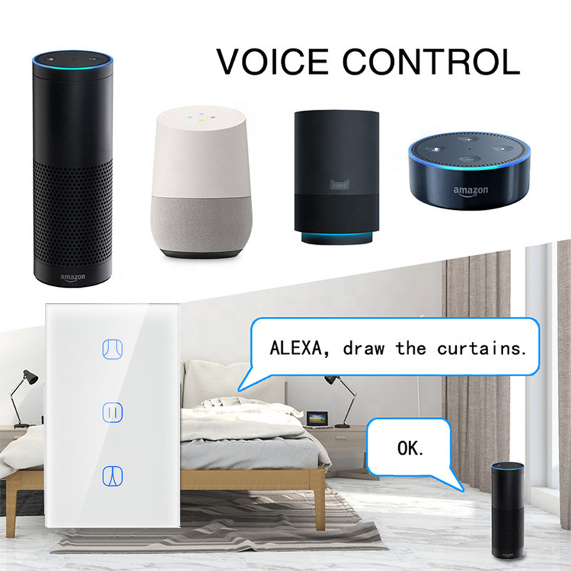 US Standard WiFi Curtain Switch for Electric Motorized Curtain Blind Roller Shutter, Google Home, Alexa Voice Control