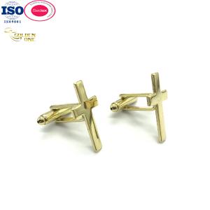 Quality Shiny Gold Cross Cufflinks , Shirt Suit CuffLinks Mens Accessories wholesale