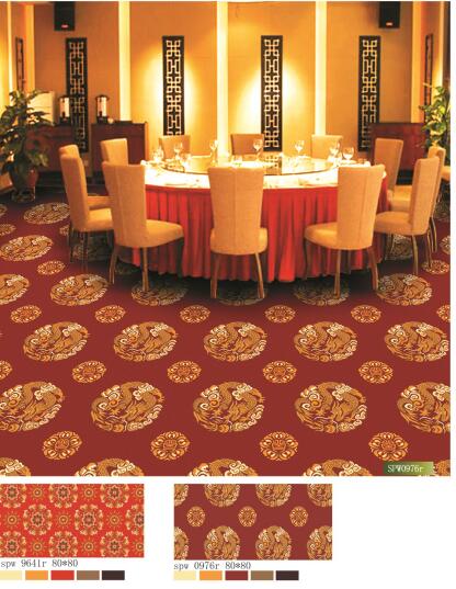 Red Polypropylene Wilton Patterned Carpets For Hotel Banquet Hall