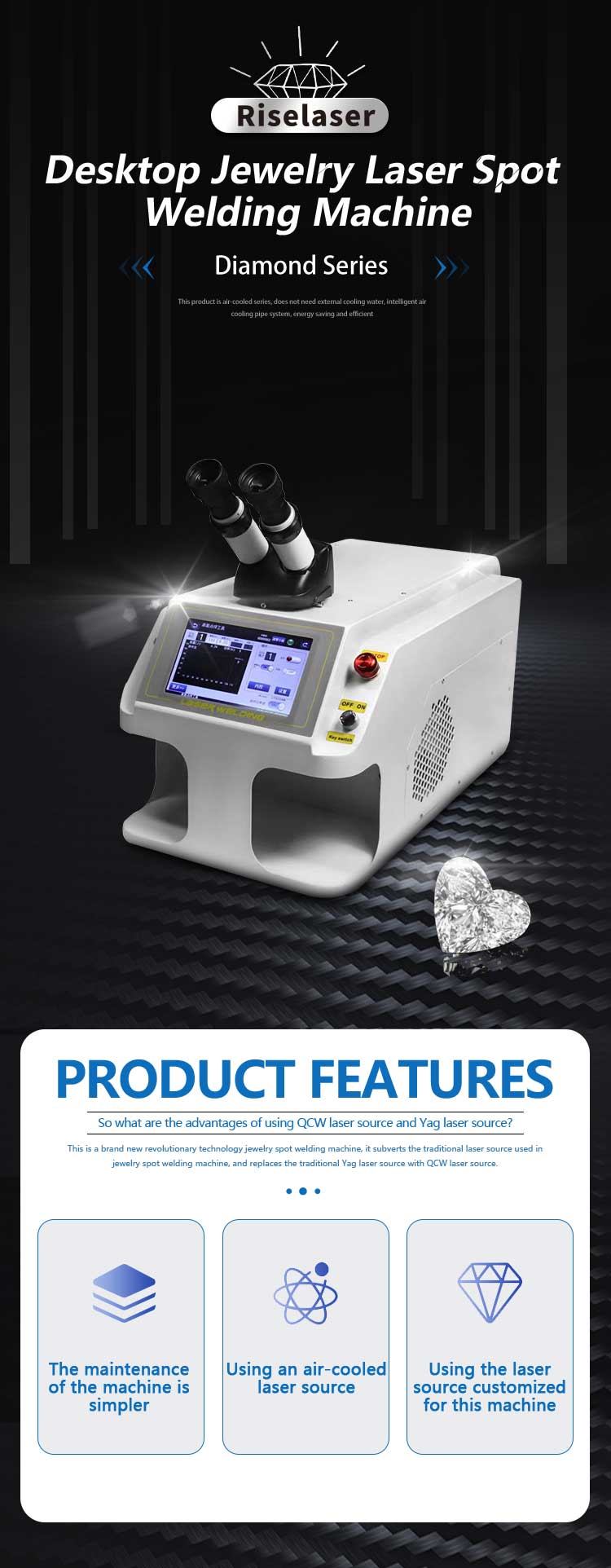 Rise Laser 60W 10J Portable Mini Spot Welding Machine For Jewelry Battery
