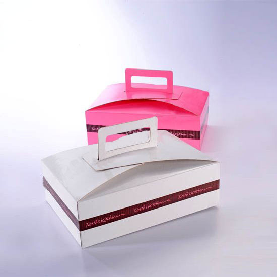 Customized Take Away Food Box Dessert Cake Printing With Handle CMYK