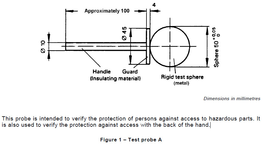 Nylon Handle Figure 1 50mm Sphere Test Finger Probe A
