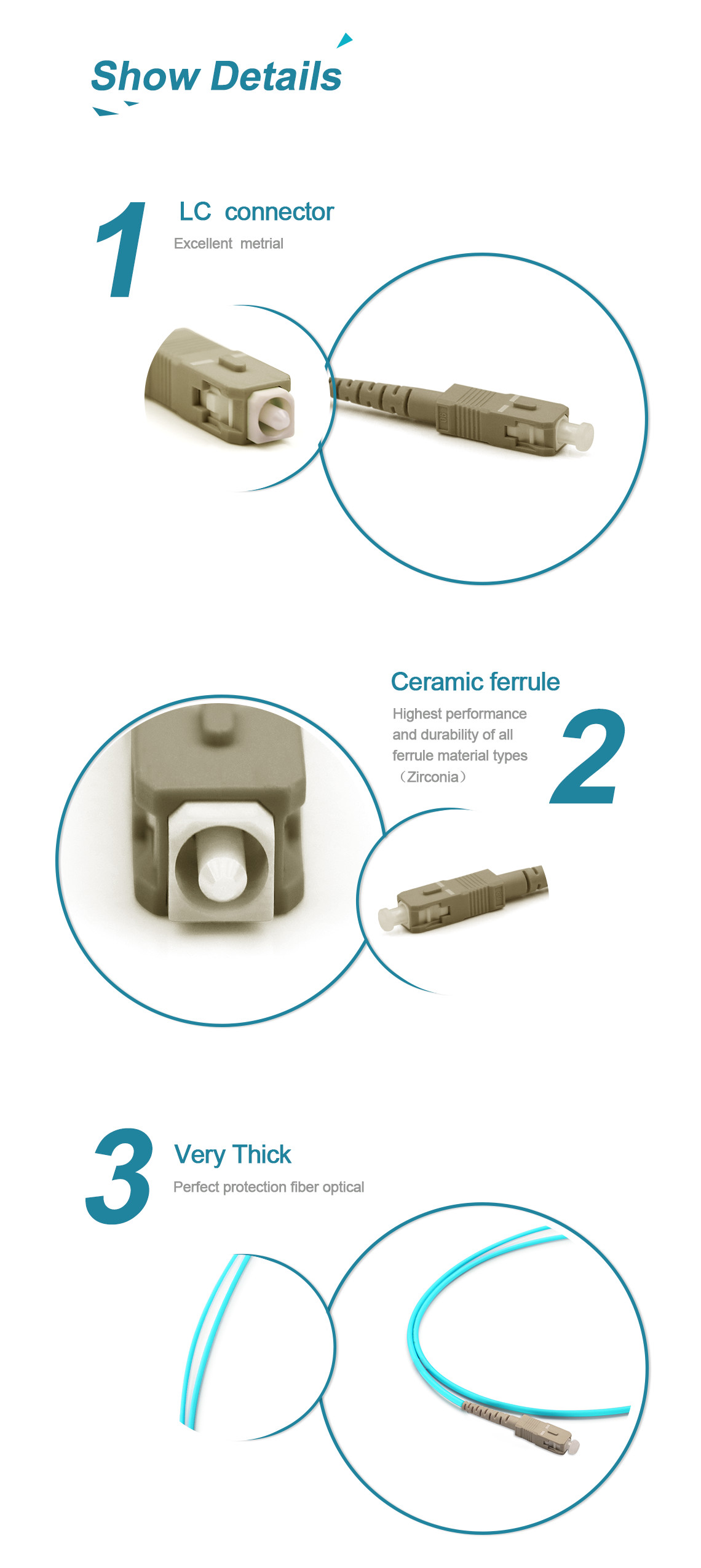 OM3 Simplex Custom Fiber Patch Cable , 3.0mm LSZH Multimode Fiber Jumpers