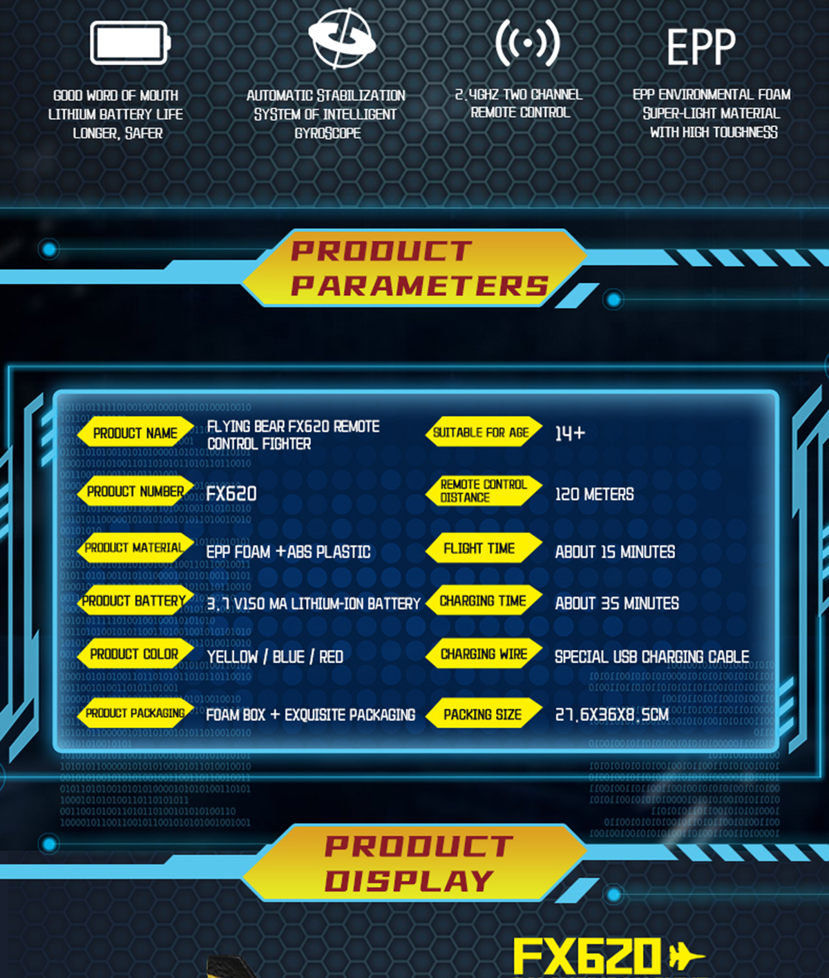FX620 2.4GHz 2-Channel Foam RC Plane Model Glider RC Jet Airplane with Charging Time of 60 Mins and 3.7V 150mAh Battery