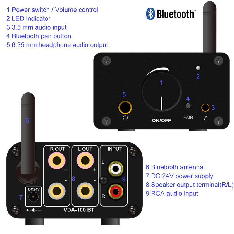 Compact Stylish Design Home Audio Amplifier China Audio Supplier OEM HiFi Bluetooth Amplifier with Headphone Amplifier
