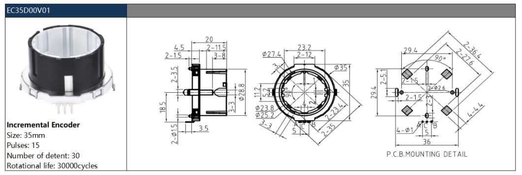 35mm Ring Encoder Ec35 Hollow Shaft Rotary Encoder by Taowaves China