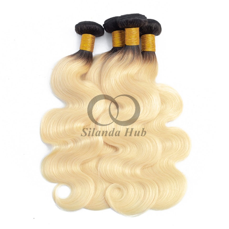 #T1B/613 Bleached Blonde Body Wave Remy Human Hair Bundles Sew In Weave Bundles Brazilian Bundle Deals