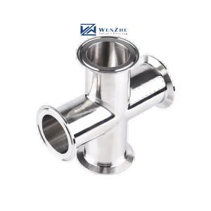 Quality 1/4''-6'' Equal 3A DIN Sanitary Quick-Connect Cross 304 Stainless Steel 4-Way Clamp wholesale