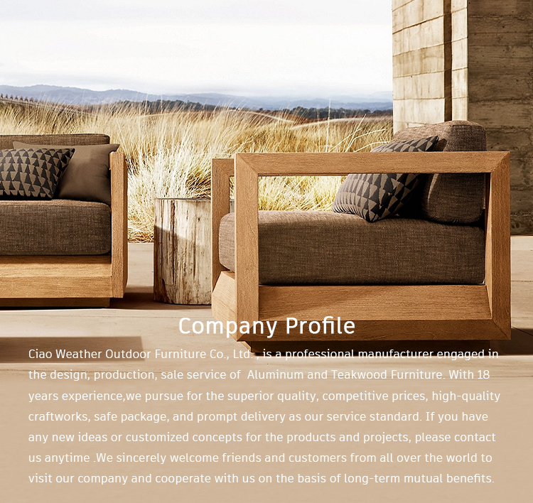 OutdoorFoam Cushion and Water-Resistant Fabric Luxury Teak Sofa Sets for Outdoor Living