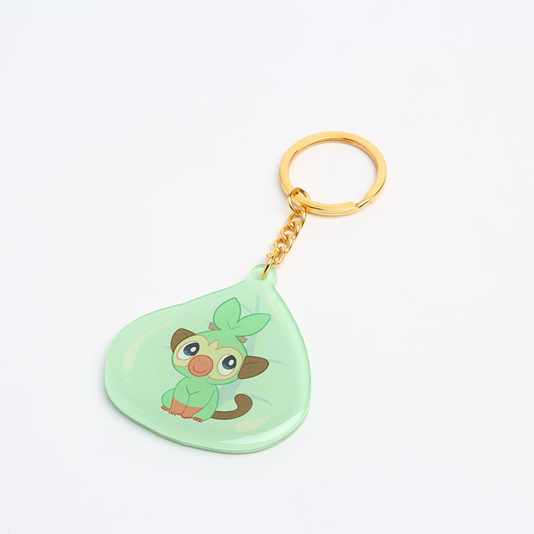 Custom high quality opaque acrylic double epoxy keychain charm with silver glitters