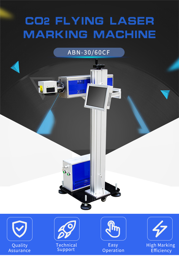 Industrial CO2 Flying Laser Marking Machine For Plastic Bottles Glass