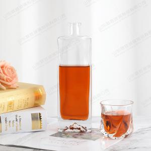 Quality Customied Collar Material Glass Bottle Whiskey Decanter 500ml 700ml Vodka Bottle wholesale
