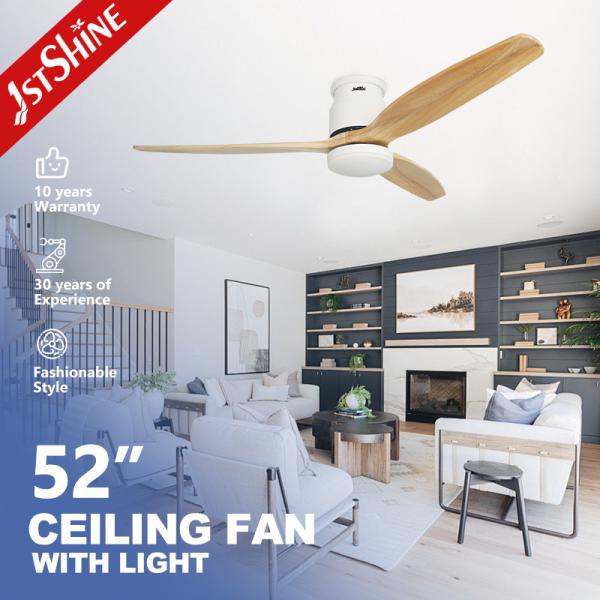 15CM Suspender Natural Wood Blades LED Ceiling Fan for Customizable Energy