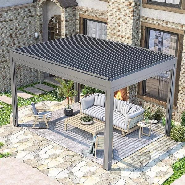 LED Light Aluminum Louvered Pergola 6063-T5 Profiles For Snow Pressure