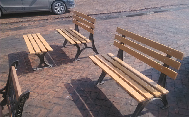 Plywood Cast Iron Bench Ends Used For Waiting Room Bench Seating