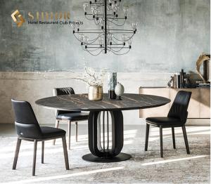 ODM Round Marble Dining Table Set 1.2m