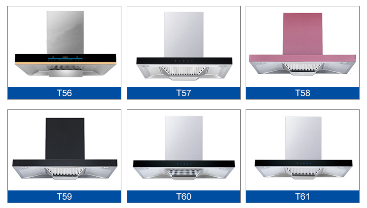 Modern Glass Stainless Steel T Shape Chimney Hood Electric Wall Mounted Range Hood