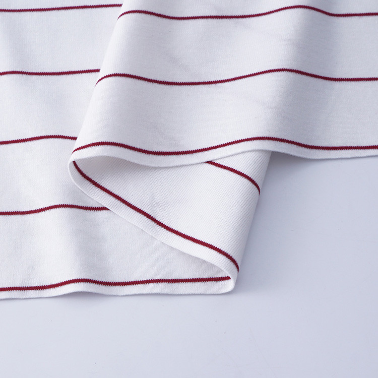 Eco Friendly Cotton Interlock Fabric Striped 225gsm Lycra Rib Texture