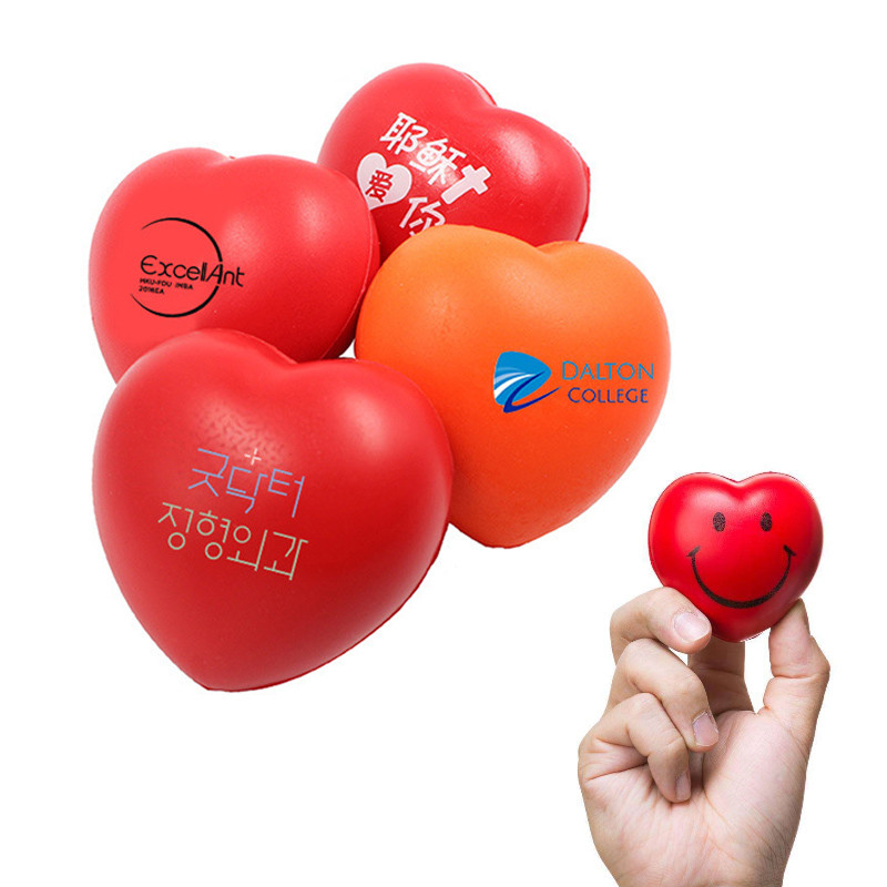Promotional Heart shpae anti stress ball 7.1*6.8*5.1cm PU logo customized