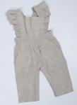 Little Girls Linen Fabric Dungarees Overalls Flutter Sleeve Jumpsuit Casual Wear