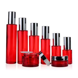 Quality Red Luxury 30ml-120ml Cosmetic Packaging Set Pump Sprayer Screw Cap Sealing wholesale