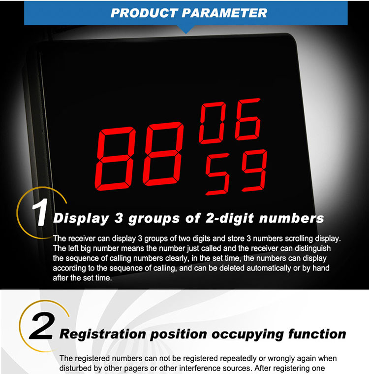 long range wireless service system receiver can display 3 groups of call number at the same time