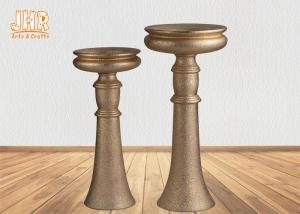 Quality Decorative Frosted Gold Fiberglass Flower Bowls / Floor Vases With Pedestal wholesale