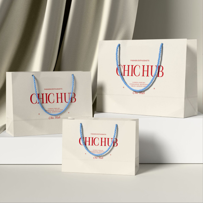 Custom Clothing Shopping Bags Packaging Luxury Ivory Board Kraft Paper Shopping Gift Bag Custom Logo