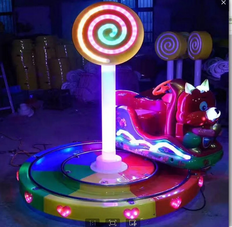 Amusement Park Arcade Carousel Kiddie Ride With Rail Trackless Train