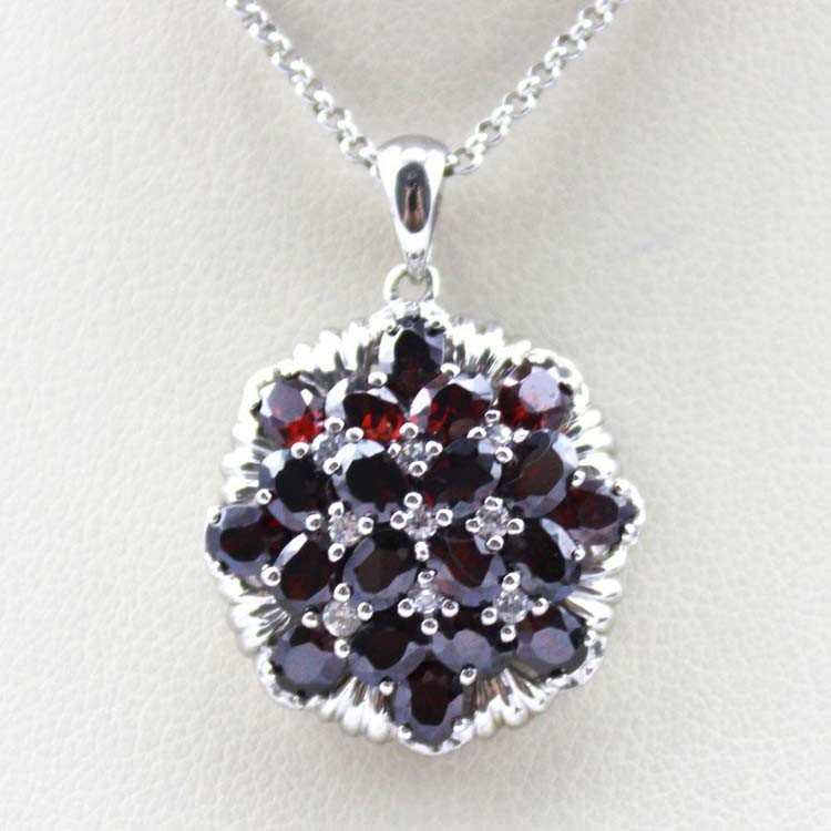 Women Jewelry 925 Silver Red Cubic Zirconia Charm Pendant(PSJ0236)