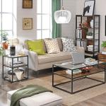 Industrial Coffee Table, Glass Top Coffee Table, Living Room Coffee Table,