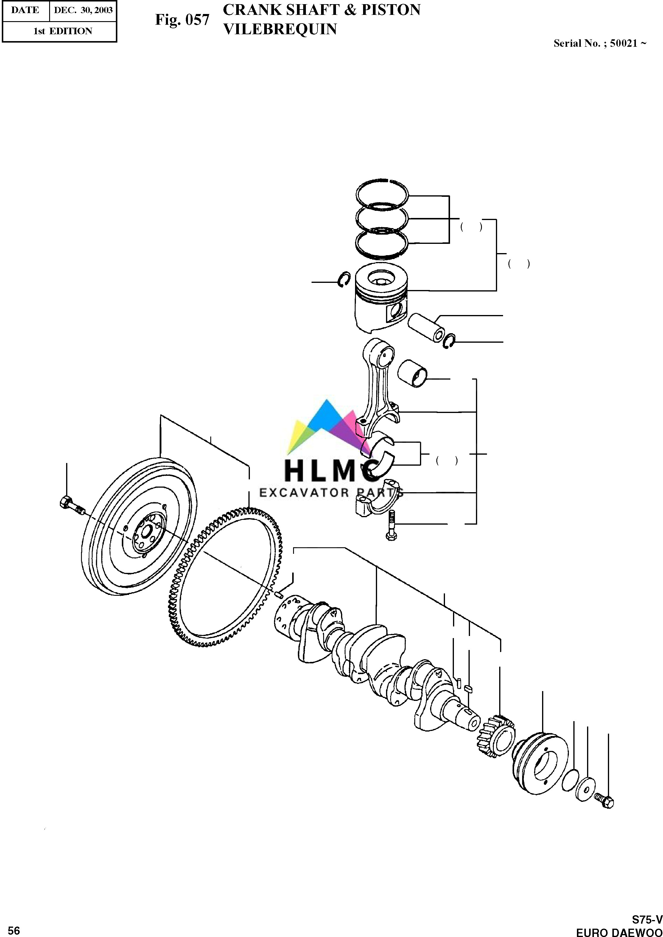 13411-1583 H07C H07CT Hino Crankshaft EX220-5 EX270-5 EX230-5 Diesel Engine Parts