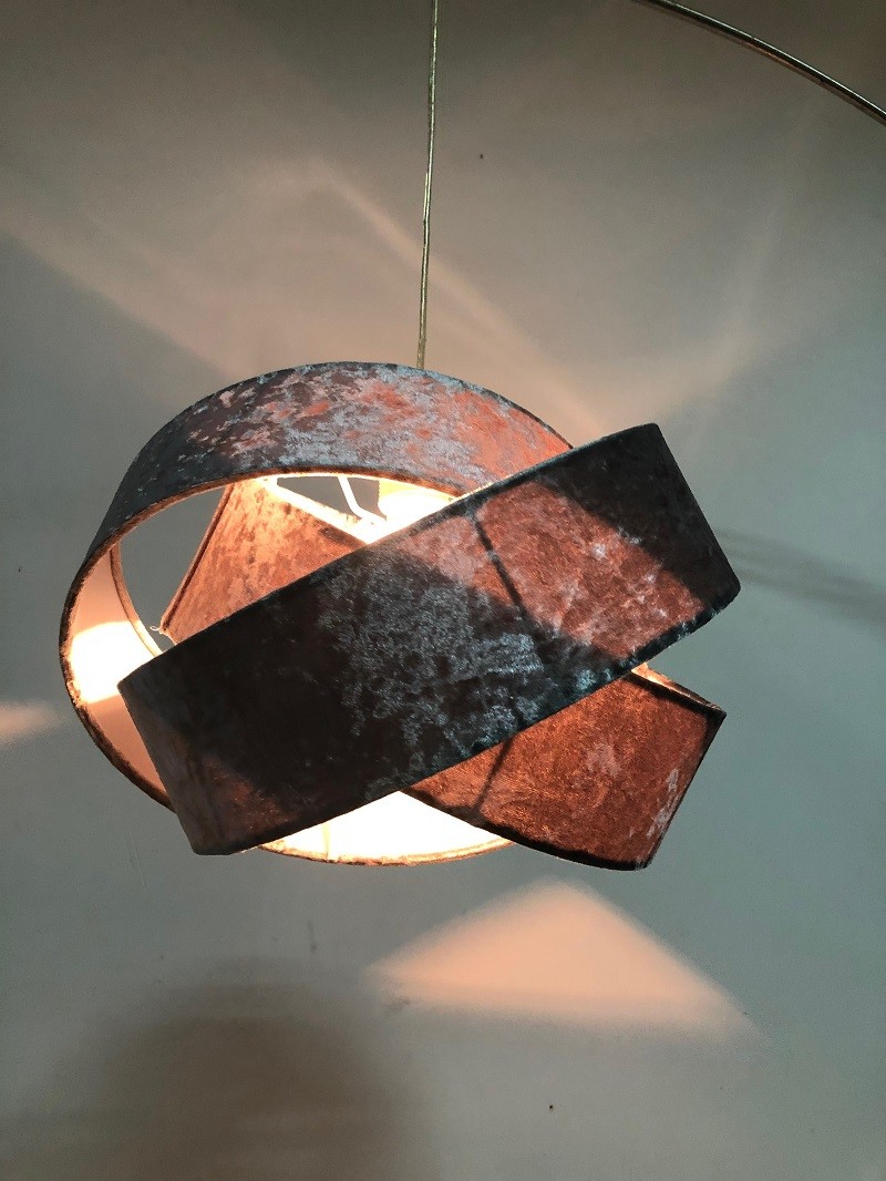 Grey velvet twine globe Hardback Lamp Shade