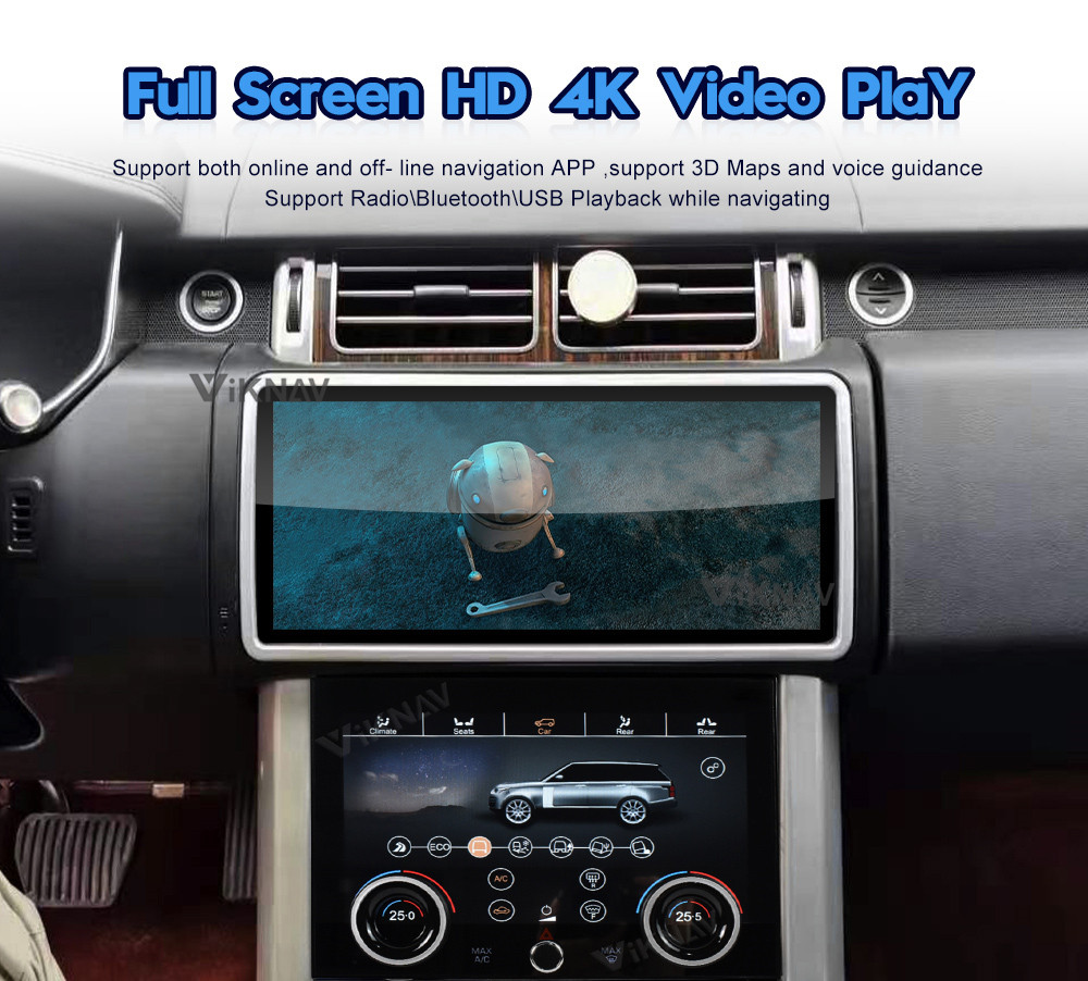 Double Din Range Rover Android Head Unit Car Radio Player AC Panel