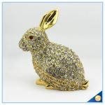Handcraft Metal Rabbit Shape Trinket Box Full Of Rhinestone Lucky jewelry Box