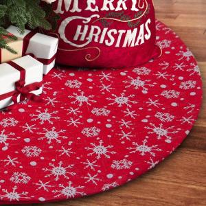 Quality 32 Inches Small Christmas Tree Skirt Double Layers Red and White Snow Carpet for Party Holiday Decorations Xmas Ornament wholesale