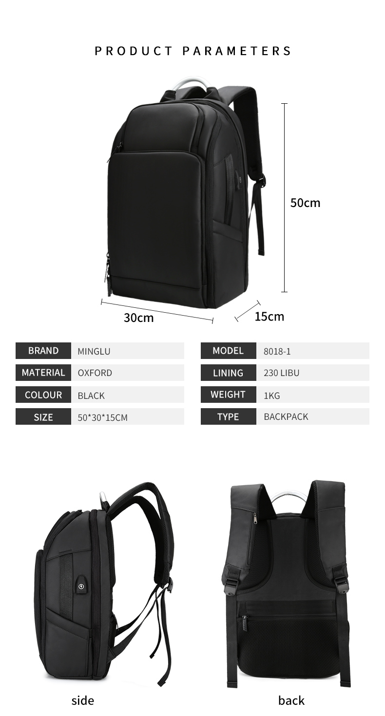 New custom logo large capacity anti theft laptop bag waterproof bag with USB interface business travel Backpack