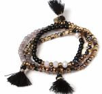 Women Accesories Multi Rows Crystal Bracelet, wholesale black quarz stone